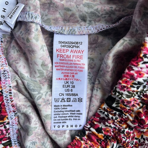 TOPSHOP Floral Print Bandeau Top size 6 - Picture 9 of 9